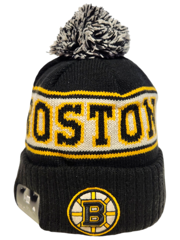 Boston Bruins Retro Knit Fleece Lined Pom Toque