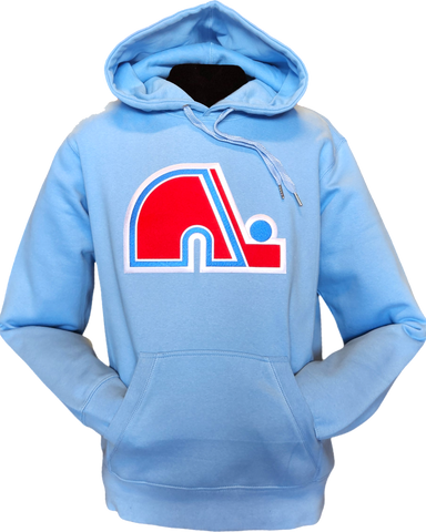 Quebec Nordiques Embroidered Crest Hoodie Light Blue