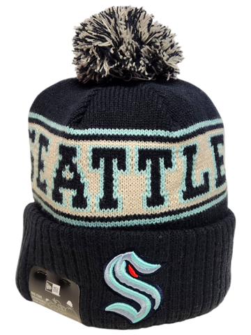 Seattle Kraken Retro Knit Fleece Lined Pom Toque