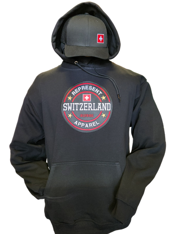 Switzerland Embroidered Crest Benchmark Hoodie Black