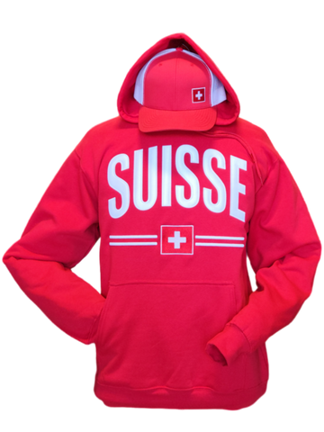 Switzerland Embroidered Hoodie Red