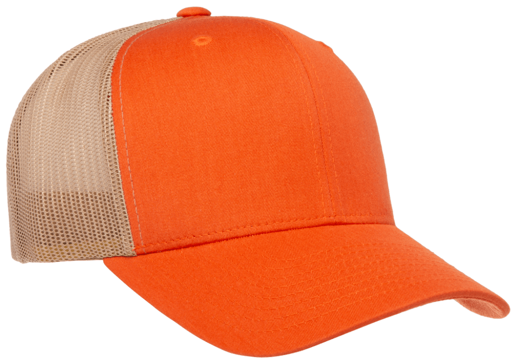 YP Classics Mesh Back Trucker Caps Khaki Orange Just More – Rustic Cap Clubhouse Than